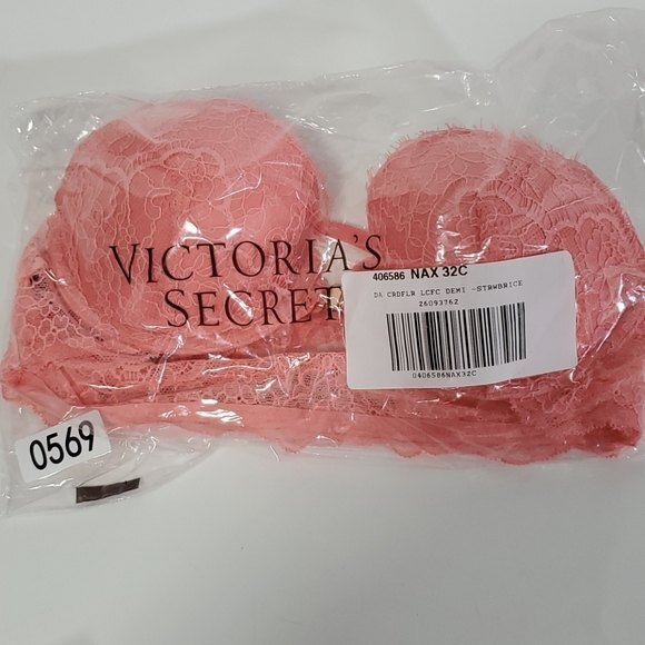 Victorias Secret DREAM ANGELS Lightly Lined Demi Bra 32C Underwired Cups Peach - Picture 4 of 9